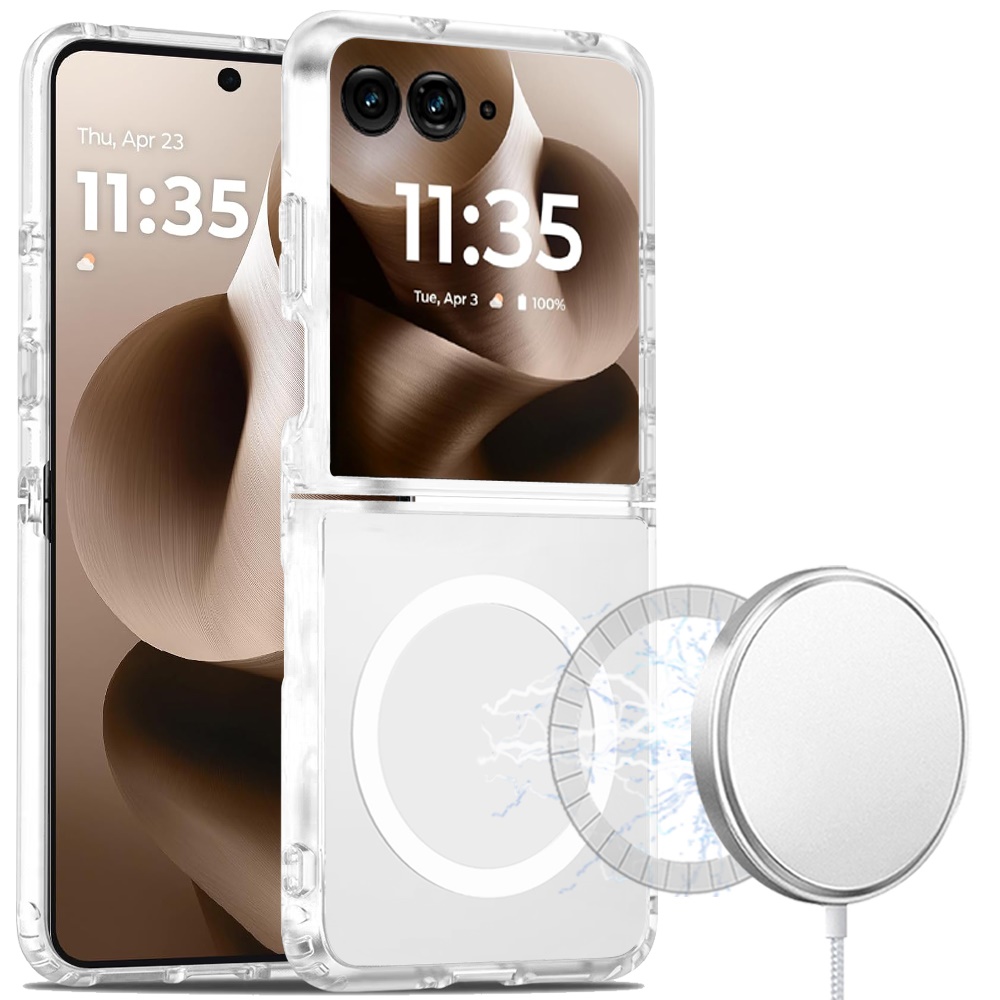 Moto Razr Ultra 2025 [Magnetic Circle] Smooth Safe Matte Feel Hybrid Case - Clear 25353 - image 1