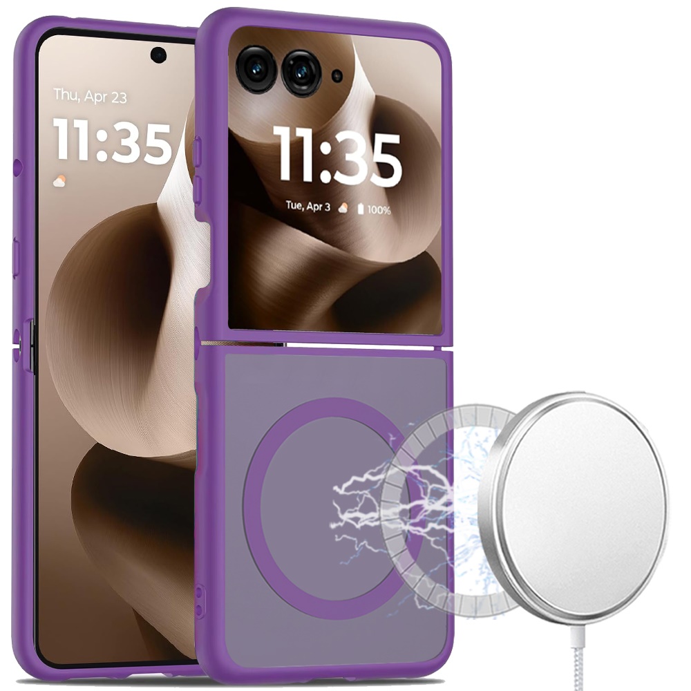 Moto Razr 2024/2025 [Magnetic Circle] Smooth Safe Matte Feel Hybrid Case - Dark Purple 25792 - image 1