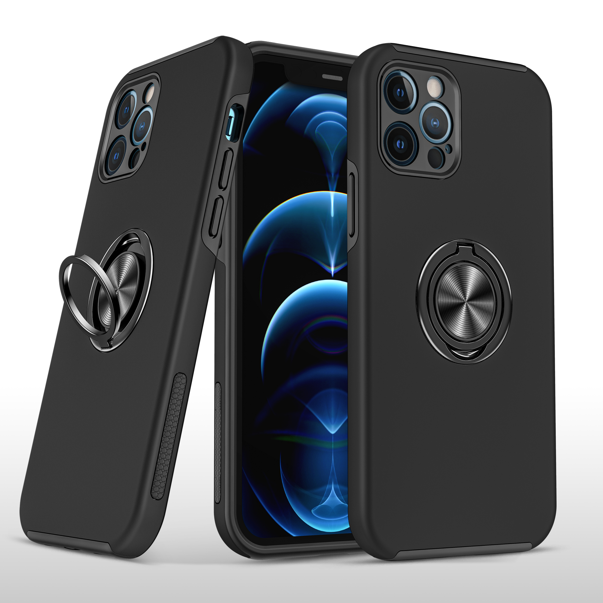 Moto G 5G 2025 Chief Oil Painted Magnetic Ring Stand Hybrid Case Cover - Black 21296 - image 1