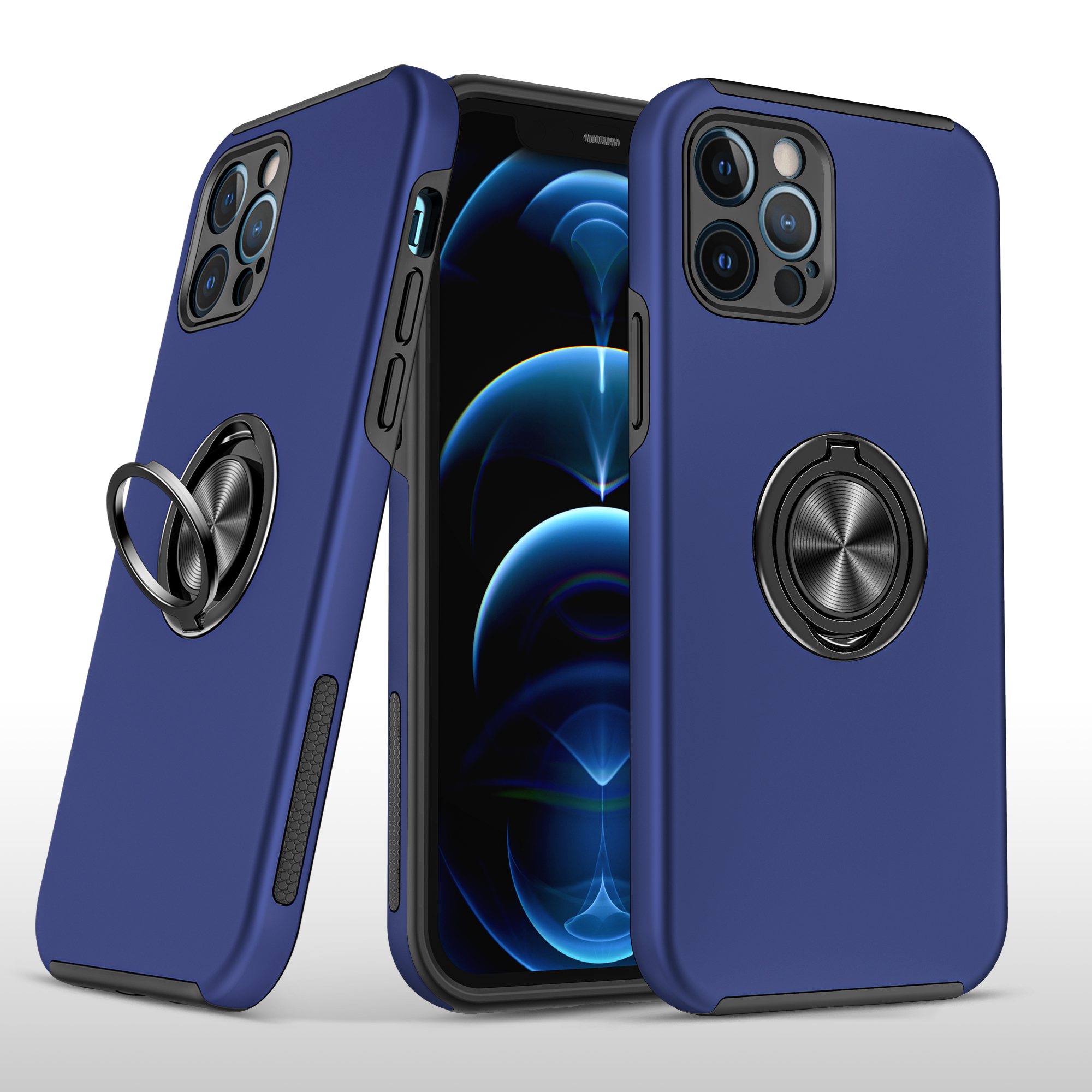 Moto G 5G 2025 Chief Oil Painted Magnetic Ring Stand Hybrid Case Cover - Dark Blue 21297 - image 1