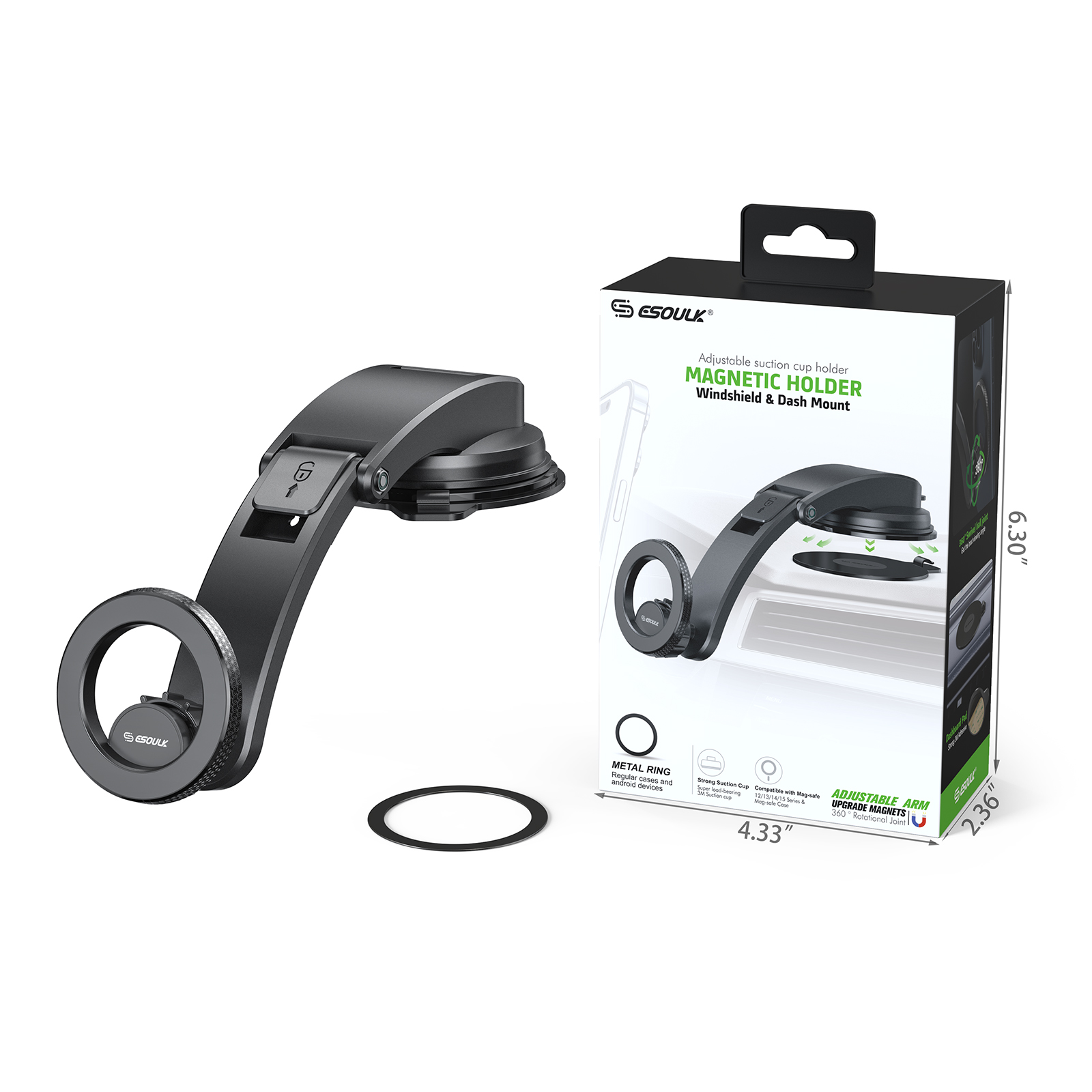 (EK-3010BK) Adjustable Magnetic Holder For Windshield & Dash Mount 16900 - image 1