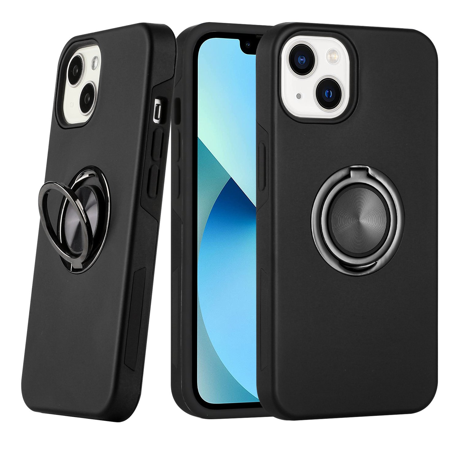 iPhone 7/8/SE Hard Hidden Ring Case With Retail Box Packing | Black 2539 - image 1