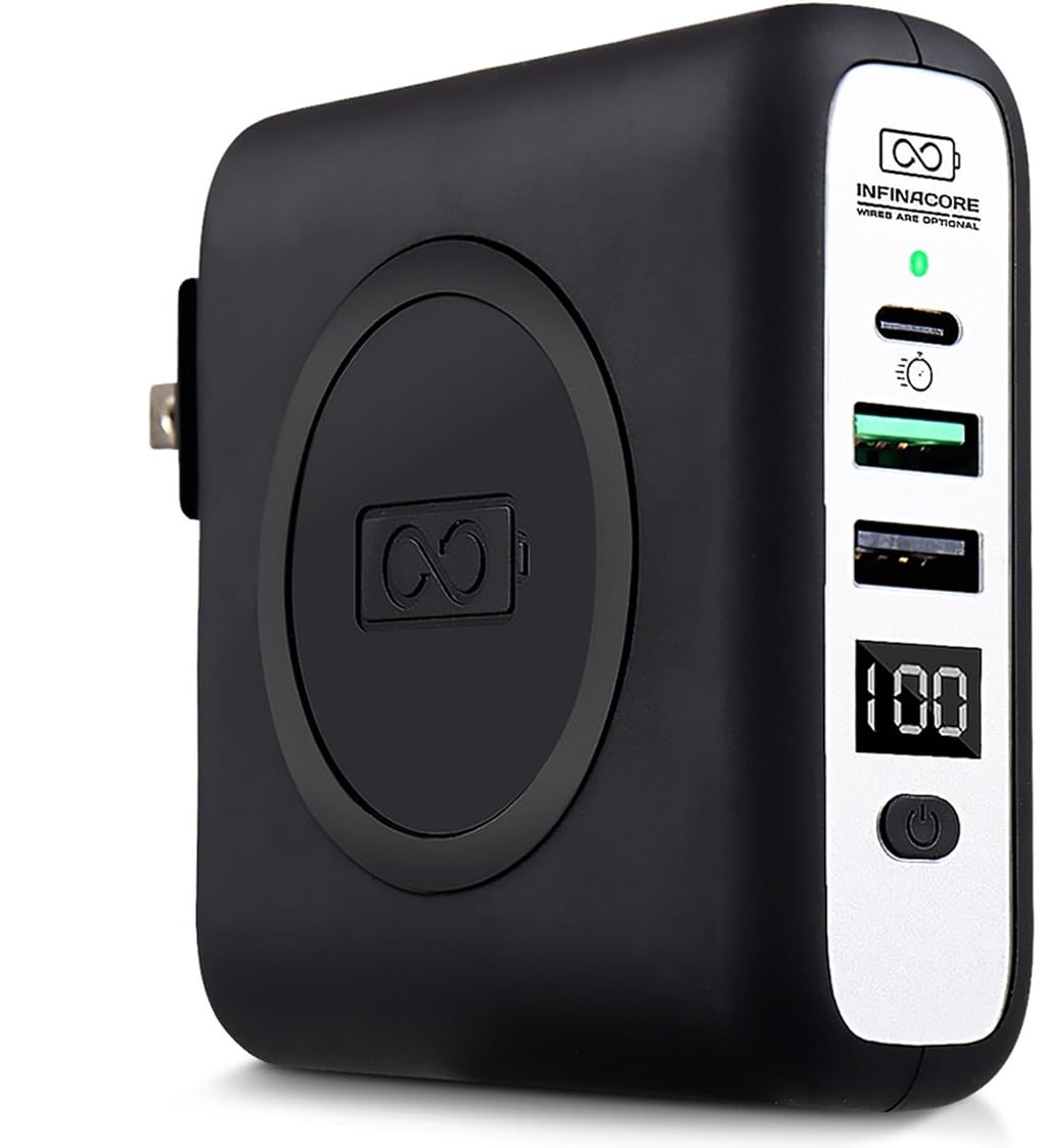 INFINACORE MAGNETIC POWER BANK 8000MAH FAST USB-C - 2 USB-A MAGNETIC BLACK 37391 - image 1
