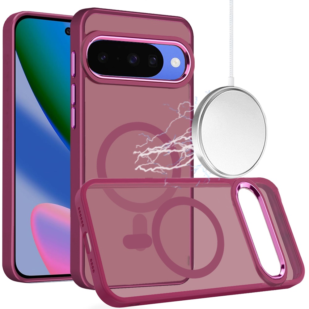 Google Pixel 11 / 11 Pro Greatest Clear Acrylic Thick Metal Button Hybrid - Burgundy 37370 - image 1
