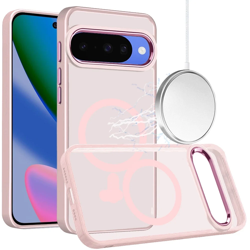 Google Pixel 11 / 11 Pro Greatest Clear Acrylic Thick Metal Button Hybrid - Light Pink 37372 - image 1