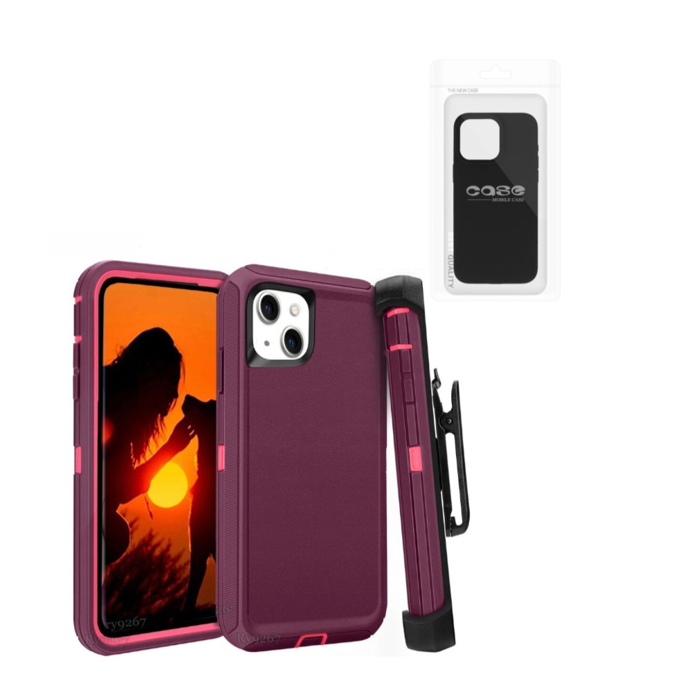 iPhone X Pro Defender Case With Clip | Burgundy (Polybag Packing) 37506 - image 1