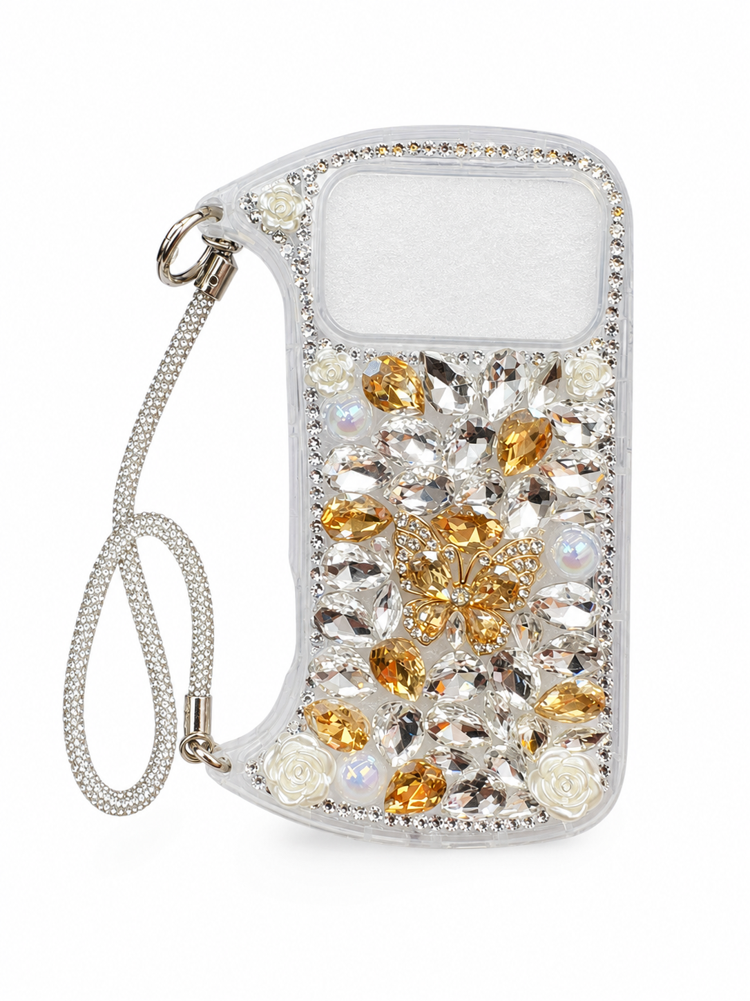 iPhone 16 Pro Max Curved Diamond Butterfly Case & Rope - Gold 36917 - image 1