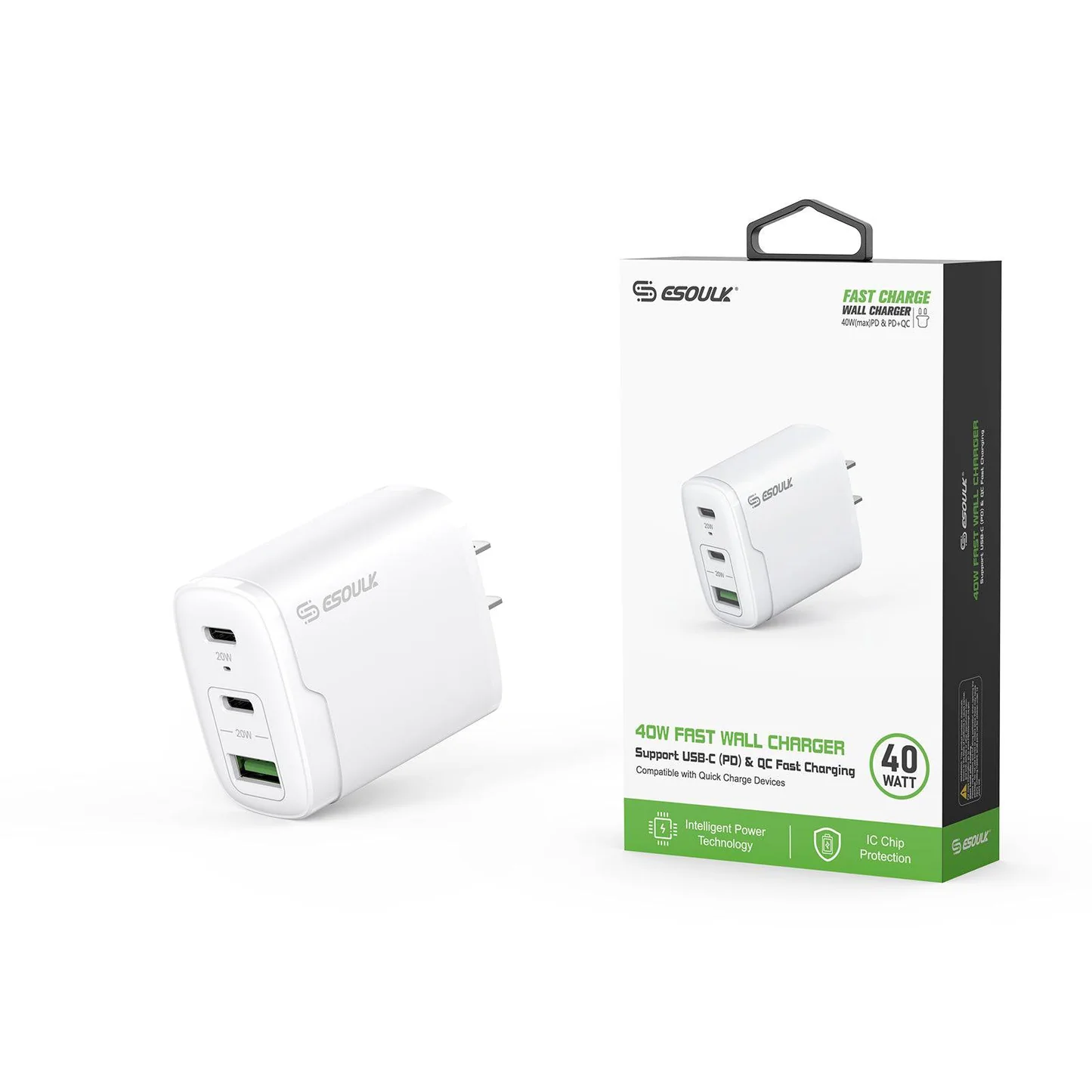 (EA18-WH) Dual PD+QC 40W Fast Wall Charger | White 287 - image 1