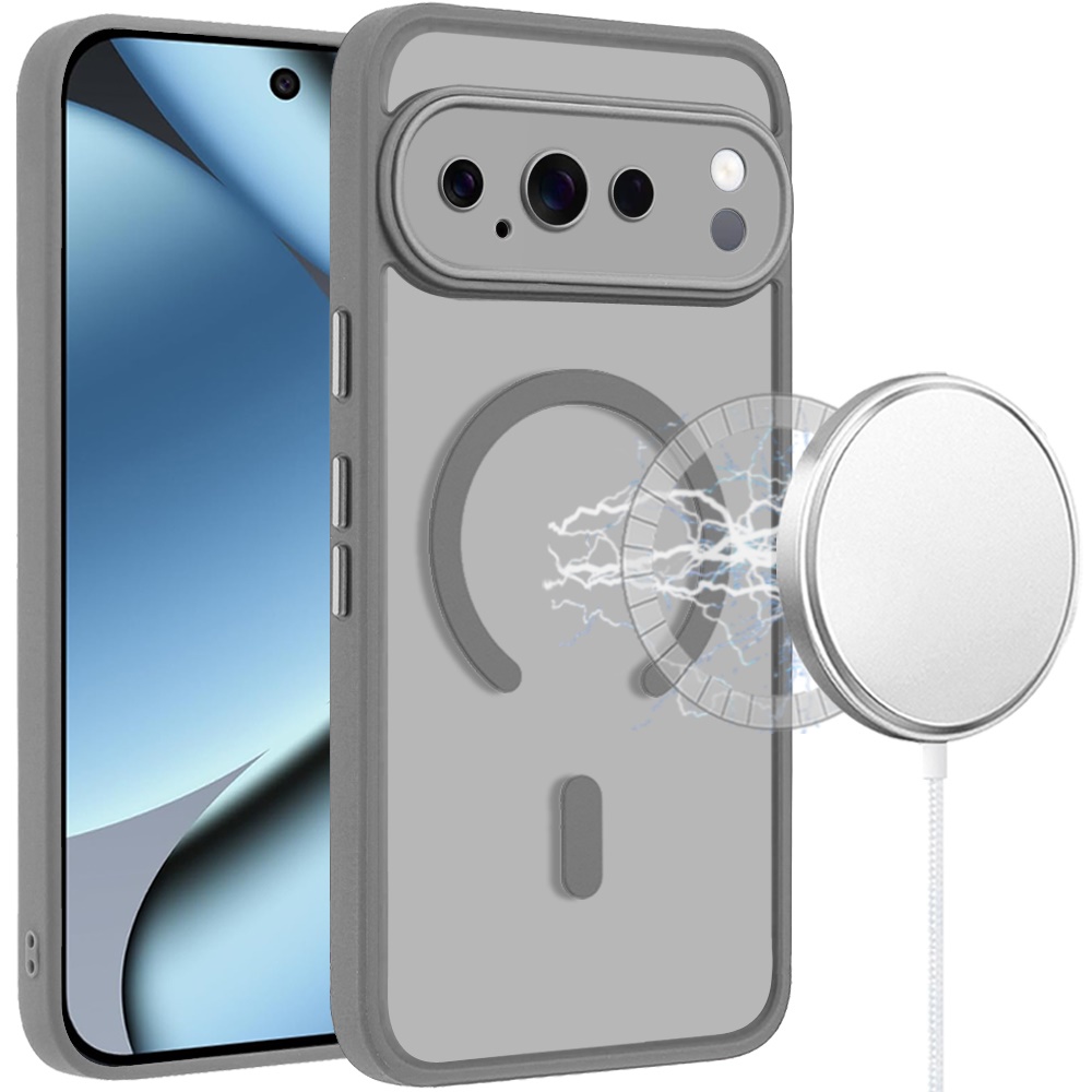 Google Pixel 11 Pro XL Matte Frosted Magnetic Hybrid Case with Covered Camera Protection - Gray 37365 - image 1