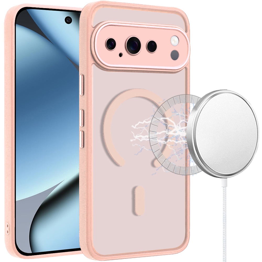 Google Pixel 11 Pro XL Matte Frosted Magnetic Hybrid Case with Covered Camera Protection - Light Pink 37366 - image 1