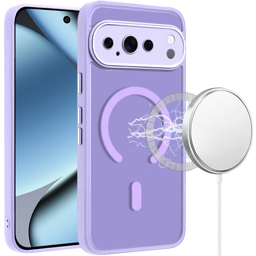 Google Pixel 11 Pro XL Matte Frosted Magnetic Hybrid Case with Covered Camera Protection - Light Purple 37367 - image 1
