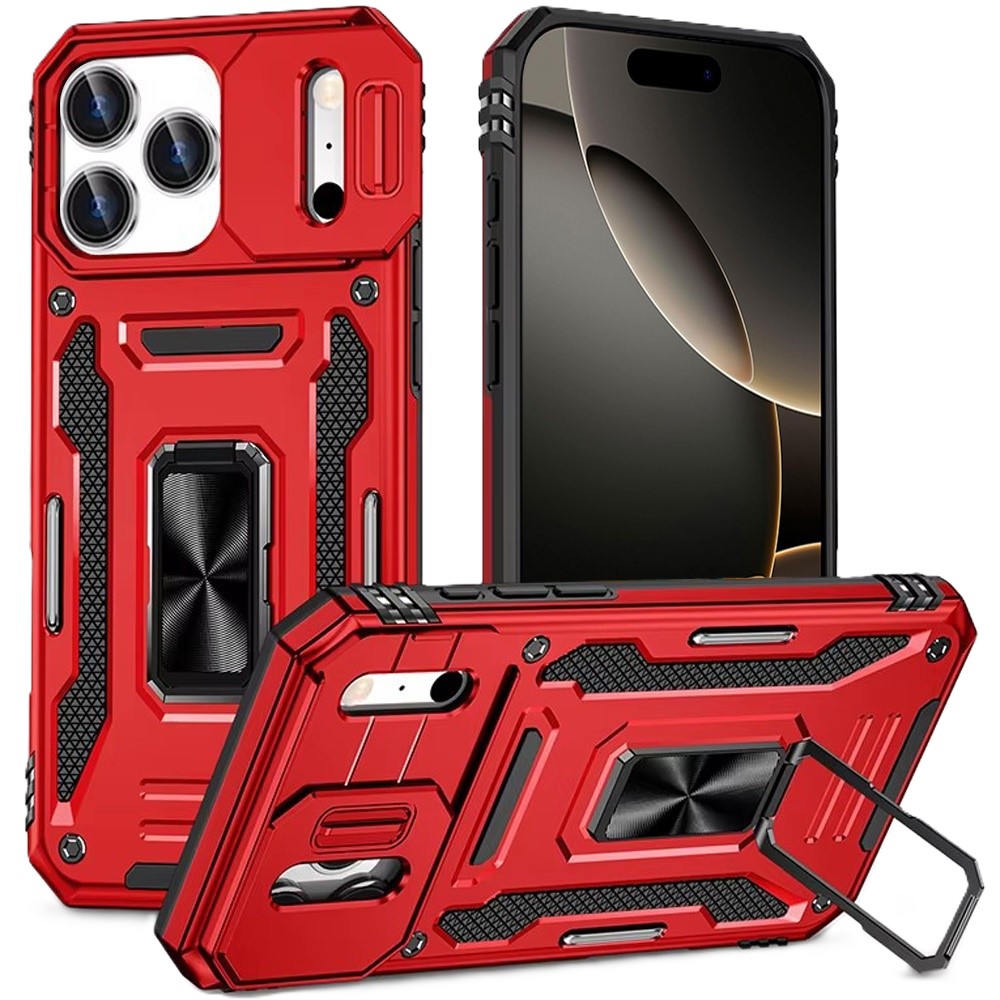 Samsung S10 Kejiang Case With Camera Cover & Metal Ring | Red 36354 - image 1
