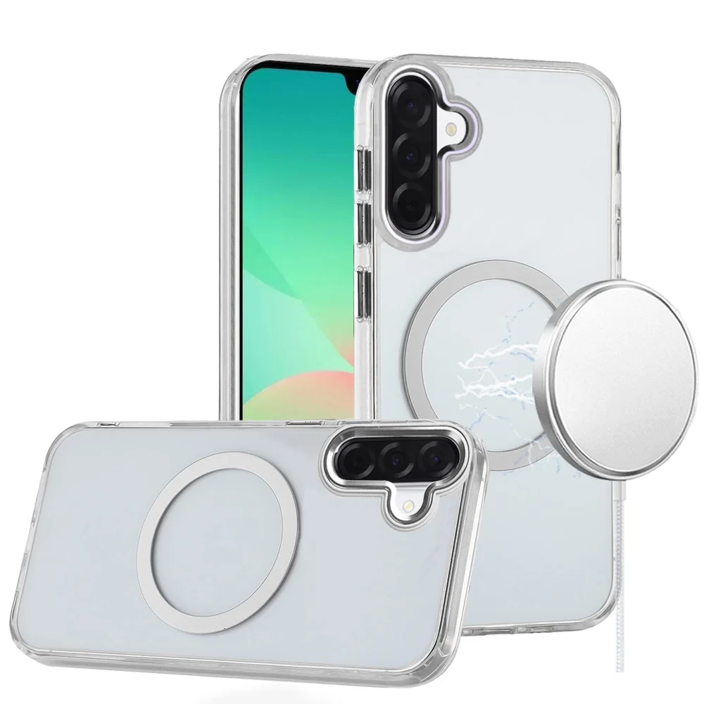 Samsung Galaxy A27 Magnetic Circle Ring Transparent Premium Acrylic with Metal Buttons & Camera Raised Lip - Clear 37195 - image 1