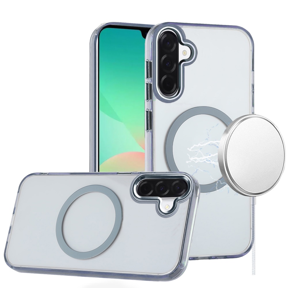 Samsung Galaxy A27 Magnetic Circle Ring Transparent Premium Acrylic with Metal Buttons & Camera Raised Lip - Light Blue 37196 - image 1