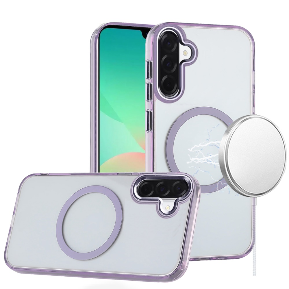 Samsung Galaxy A27 Magnetic Circle Ring Transparent Premium Acrylic with Metal Buttons & Camera Raised Lip - Light Purple 37197 - image 1