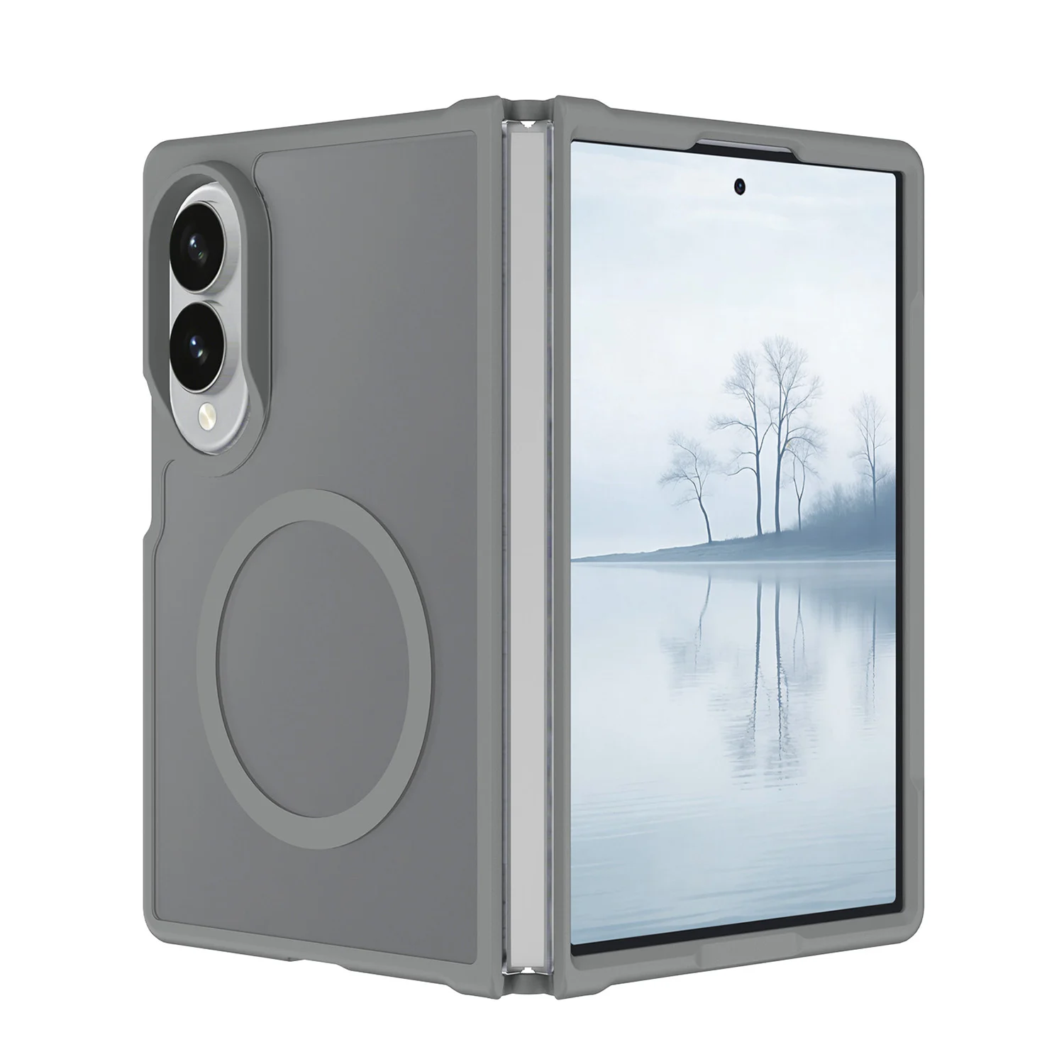 Samsung Z Fold 8 [Magnetic Circle] Smooth Safe Matte Feel Hybrid Case - Grey 37201 - image 1