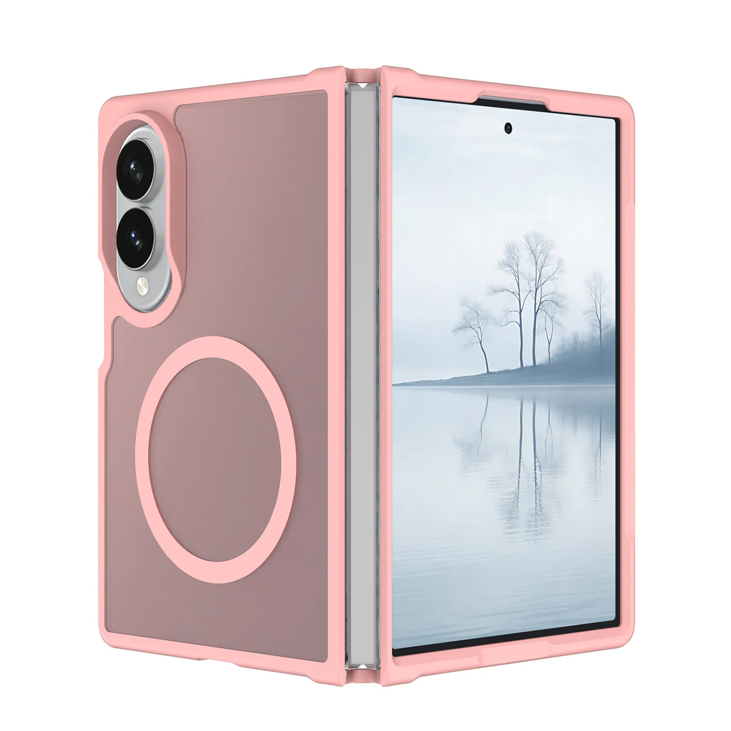 Samsung Z Fold 8 [Magnetic Circle] Smooth Safe Matte Feel Hybrid Case - Light Pink 37203 - image 1