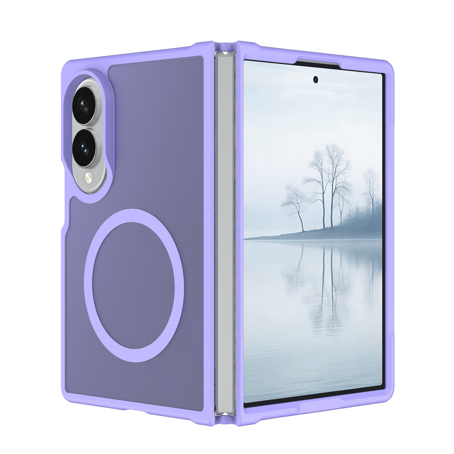 Samsung Z Fold 8 [Magnetic Circle] Smooth Safe Matte Feel Hybrid Case - Light Purple 37204 - image 1