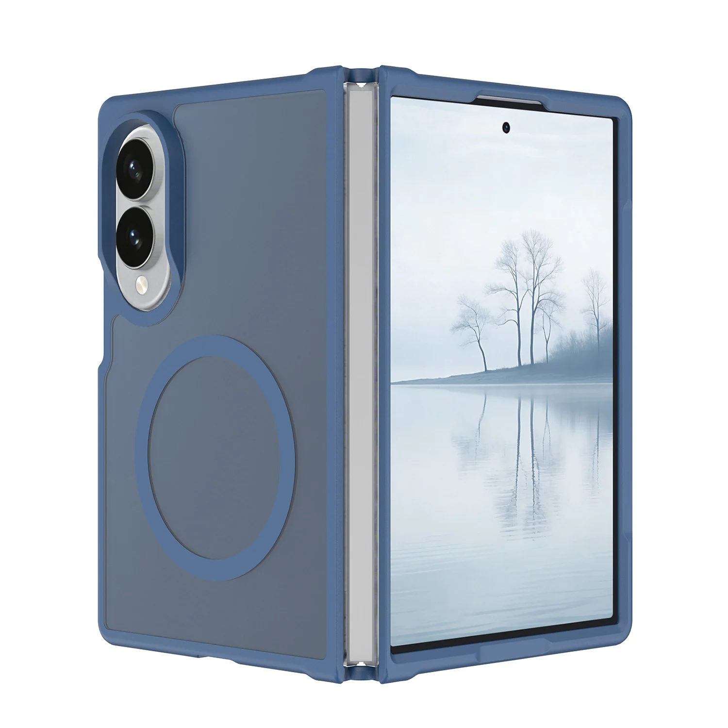 Samsung Z Fold 8 [Magnetic Circle] Smooth Safe Matte Feel Hybrid Case - Navy Blue 37205 - image 1