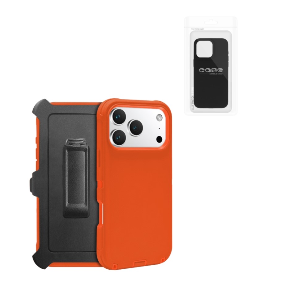 iPhone 15 Pro Max Pro Defender Case With Clip | Orange (Polybag Packing) 37501 - image 1