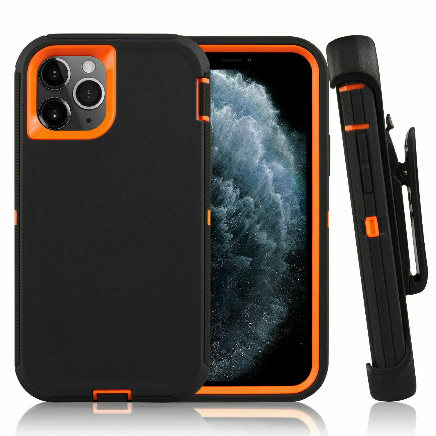 Samsung S21 Pro Defender Case With Clip | Black-Orange (Polybag Packing) 37514 - image 1
