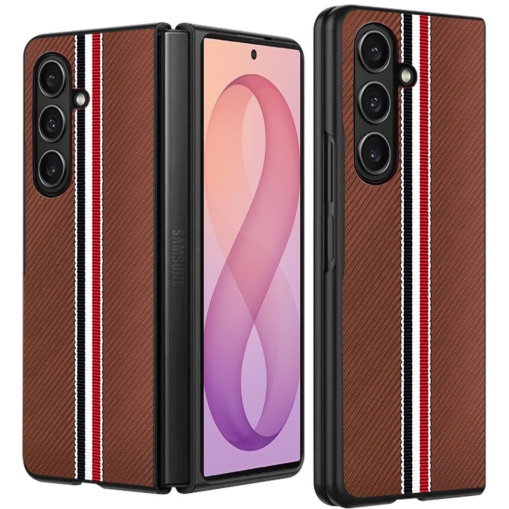 Samsung Z Fold 8 Ultra Velvet Fabric Flip Phone Premium PU Vegan Leather - Brown 37194 - image 1