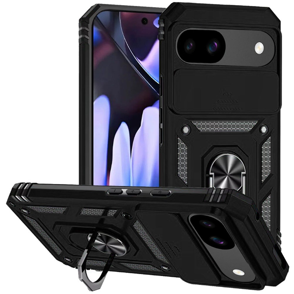 Google Pixel 11 Pro XL Well Protective Magentic Ring Stand Camera Protective Cover Case - Black 37348 - image 1