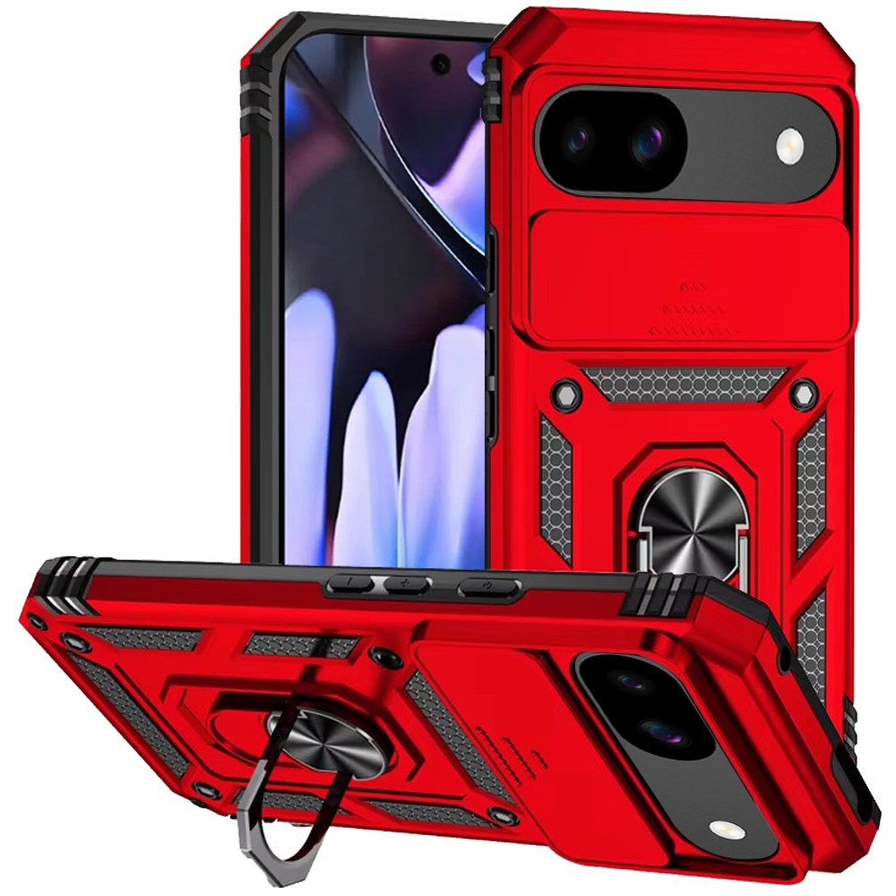 Google Pixel 11 Pro XL Well Protective Magentic Ring Stand Camera Protective Cover Case - Red 37350 - image 1