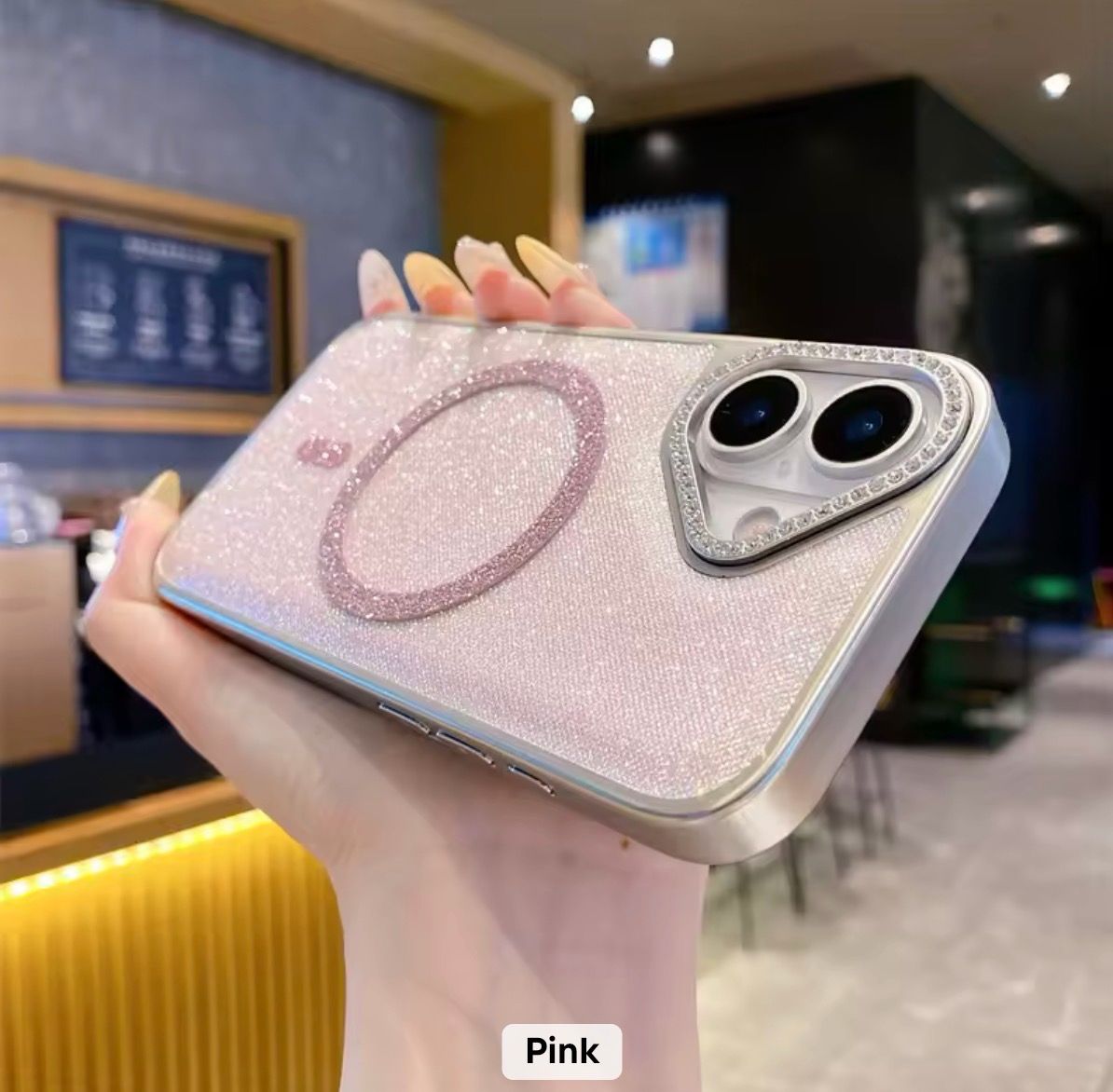 iPhone 16 Plus (Pink) Shining Diamond Magsafe Case 36091 - image 1