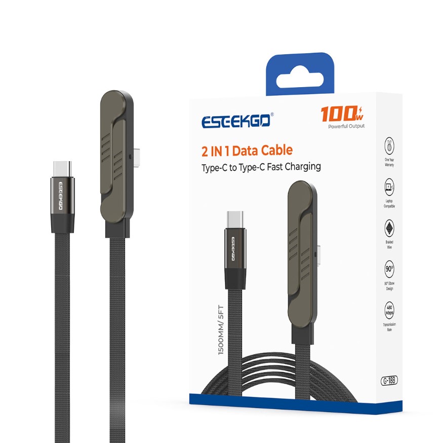 ESEEKGO G-18B 1.5M/5FT Knife Stand Bracket Type-C to Type-C Data Cable | Black 36045 - image 1