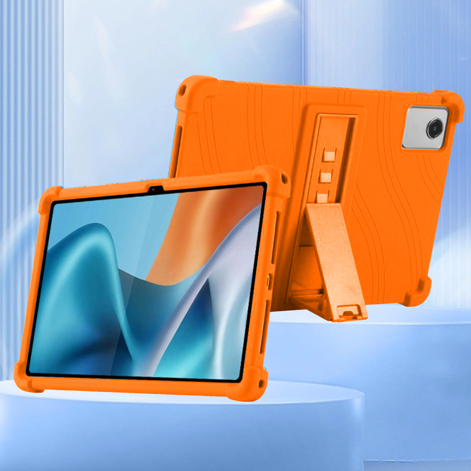 Moto Pad 2026 11inch Thick Shockproof Silicone Tablet Case with Detachable Stand - Cosmic Orange 37404 - image 1