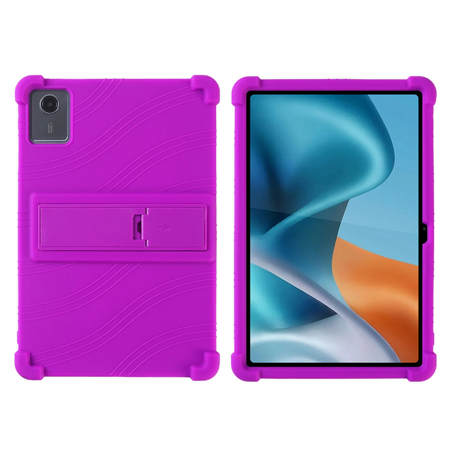 Moto Pad 2026 11inch Thick Shockproof Silicone Tablet Case with Detachable Stand - Purple 37407 - image 1