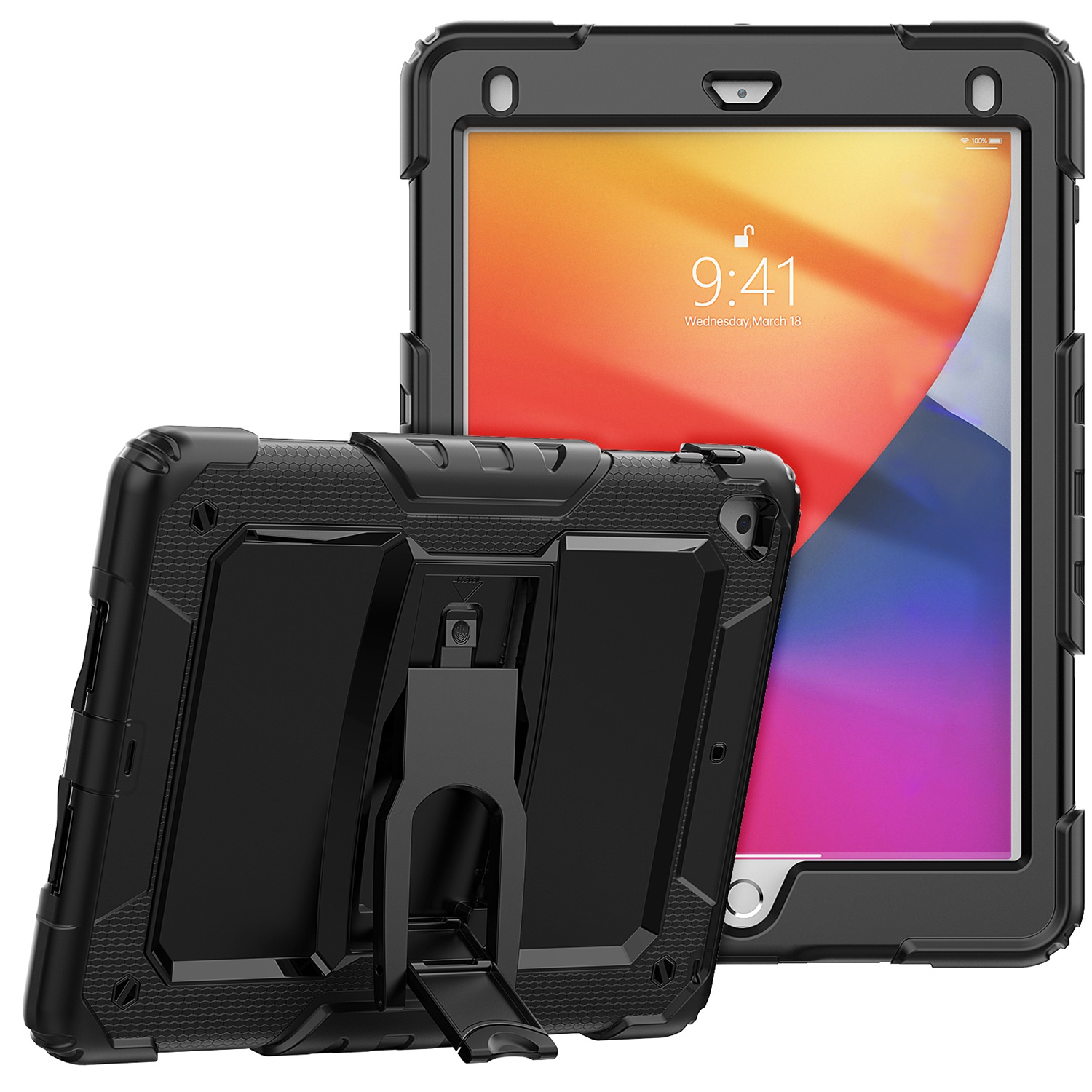 Apple iPad Air 11 (M3) 2025 / Air 11inch 2024 Heavy Duty Full Body Rugged Tablet Kickstand Case Cover - Black/Black 37419 - image 1