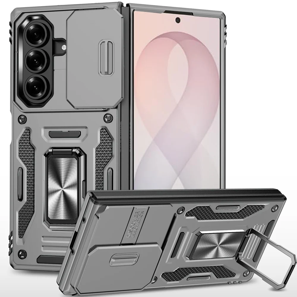 Samsung Z Fold 8 Ultra Utter Tough Metal Ring Movable Camera Window Hybrid Case Cover - Gray 37225 - image 1