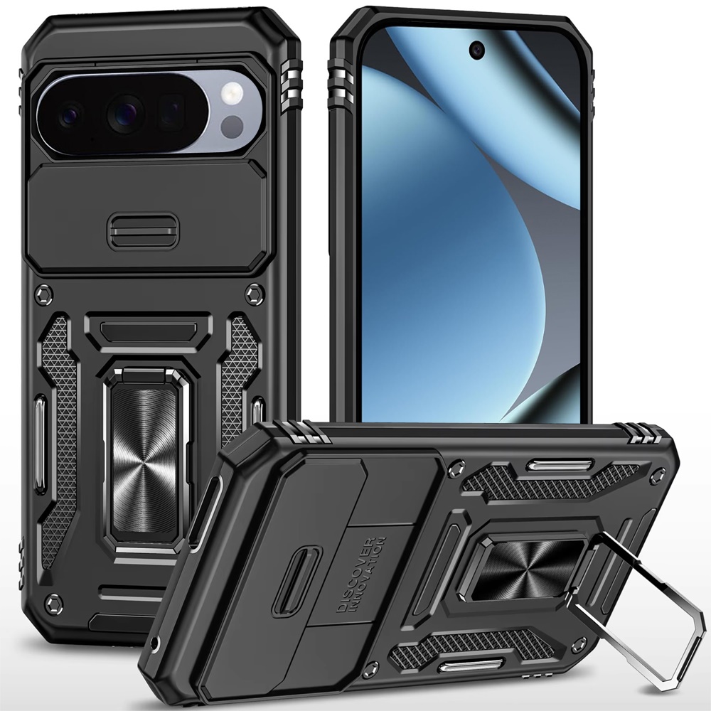 Google Pixel 11 / 11 Pro Utter Tough Metal Ring Movable Camera Window Hybrid Case Cover - Black 37357 - image 1