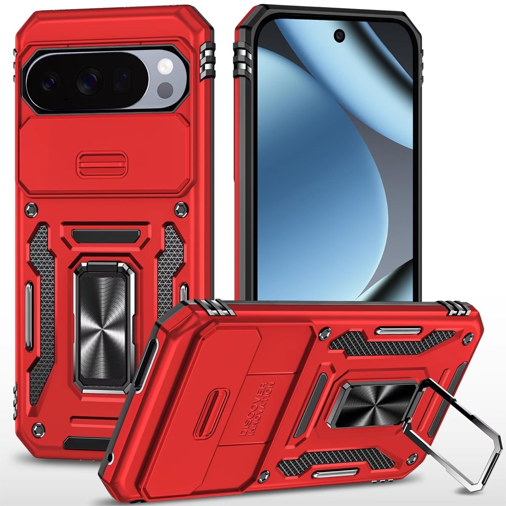 Google Pixel 11 Pro XL Utter Tough Metal Ring Movable Camera Window Hybrid Case Cover - Red 37362 - image 1
