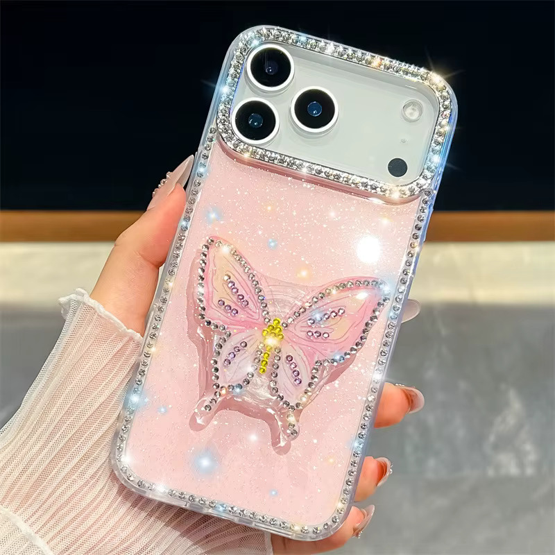 iPhone 13/14/15 Butterfly POP Socket Case - Pink 36939 - image 1