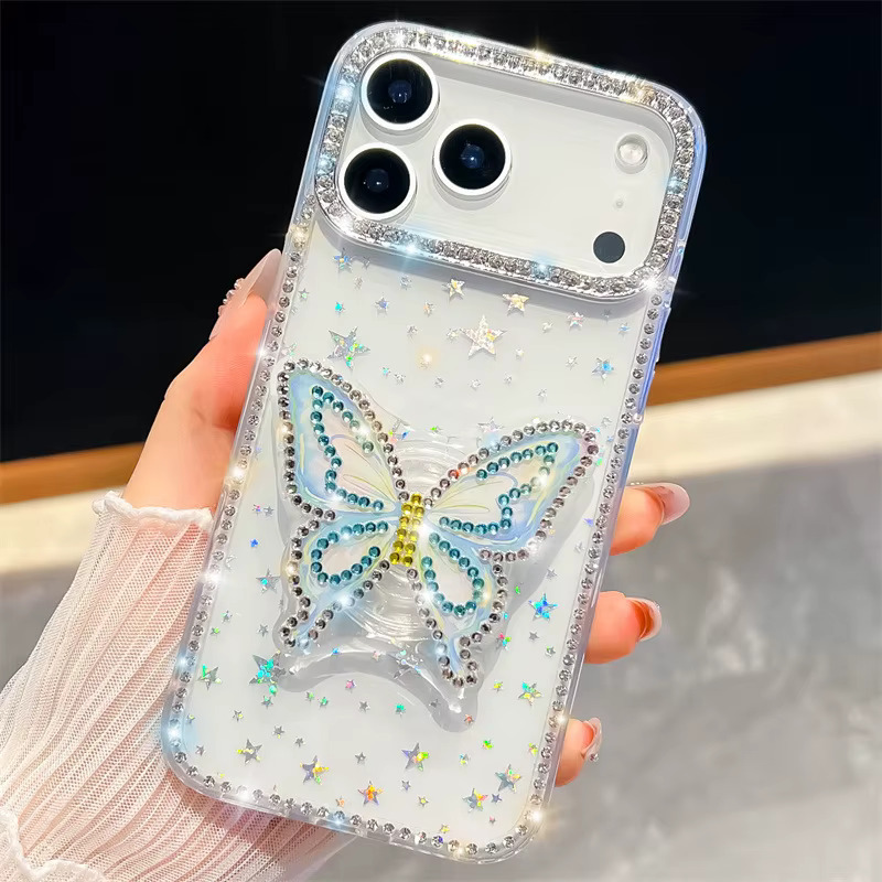 iPhone 12 Pro Max/13 Pro Max Butterfly POP Socket Case - Starlight 36928 - image 1