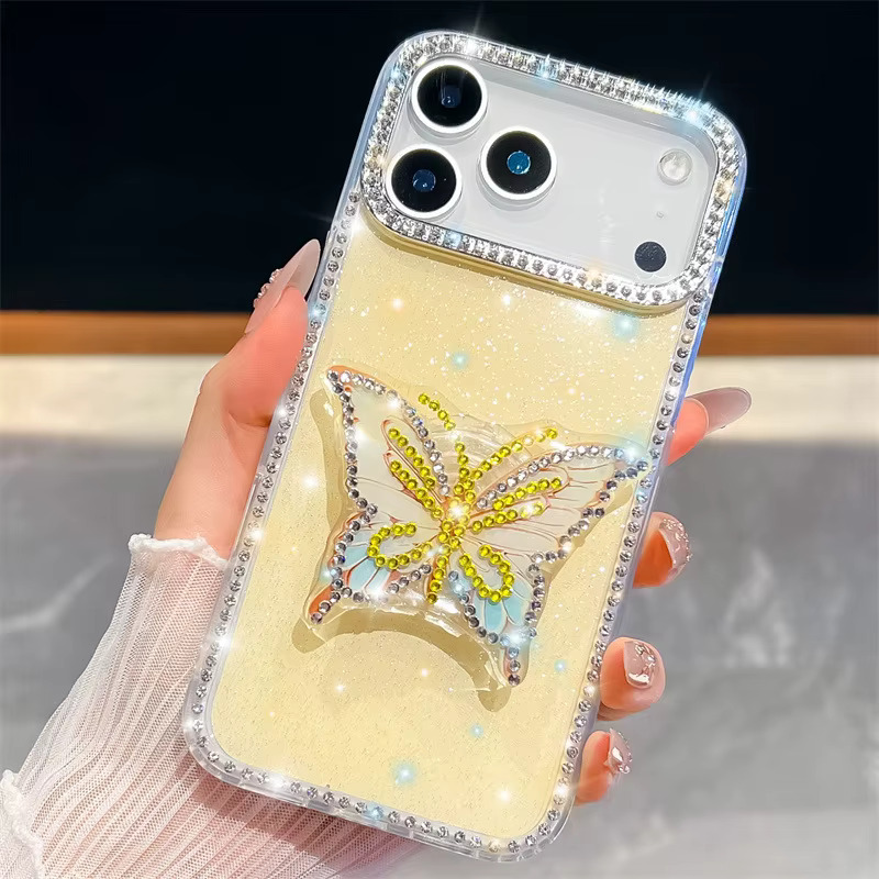 iPhone 13/14/15 Butterfly POP Socket Case - Yellow 36937 - image 1
