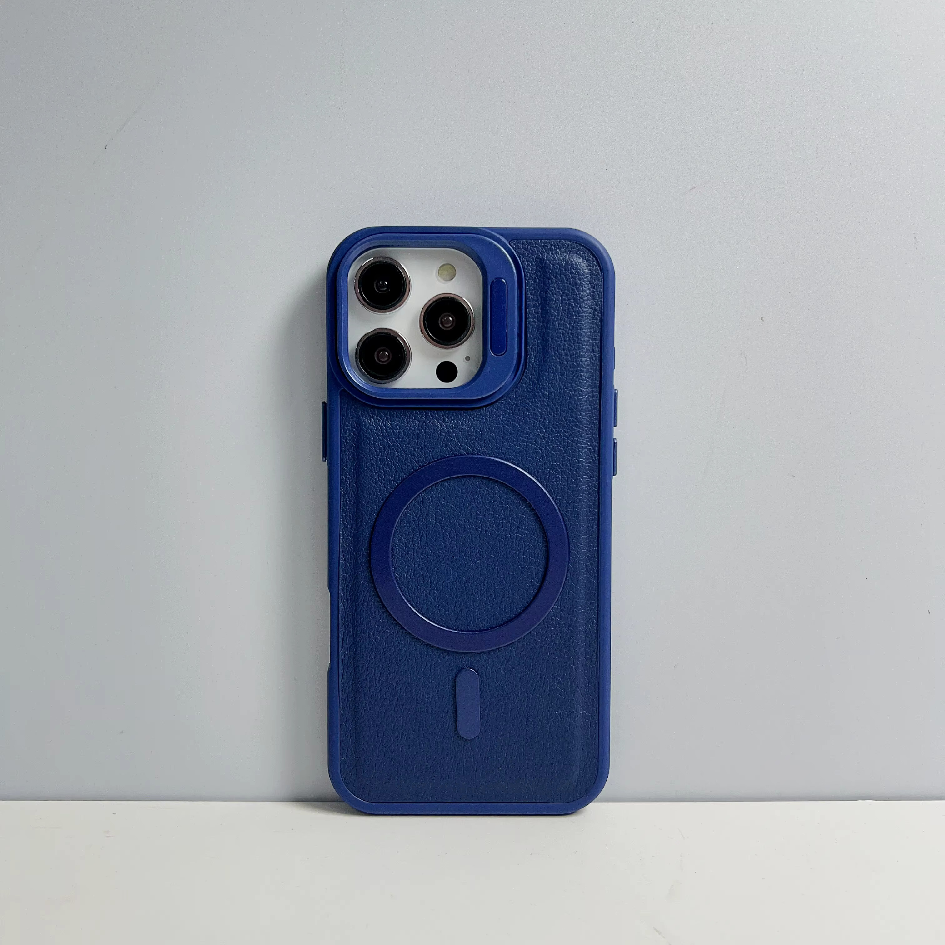 iPhone 13 Pro Max (Blue) Leather MagSafe Camera-Stand Case 37053 - image 1