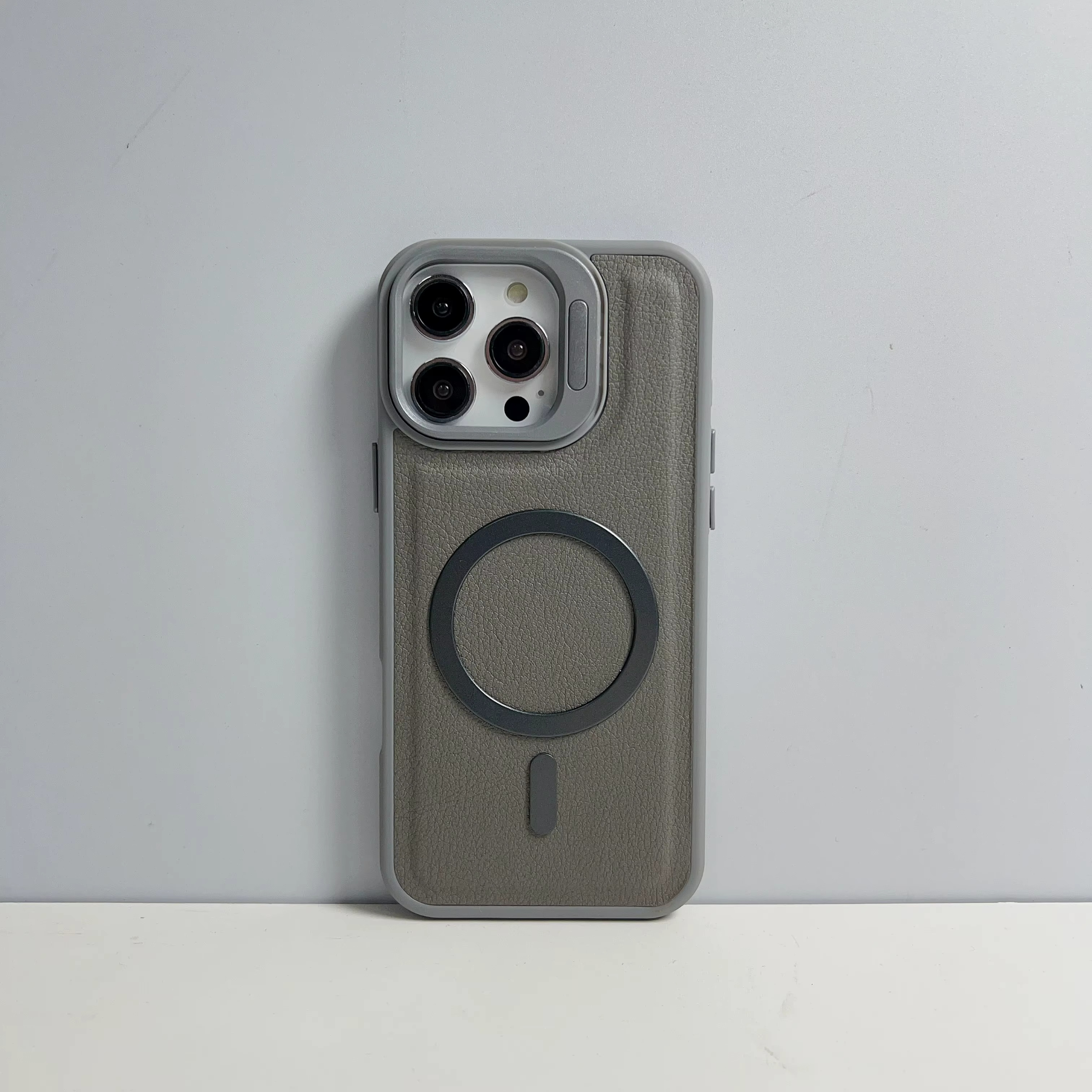 iPhone 13 Pro Max (Grey) Leather MagSafe Camera-Stand Case 37055 - image 1