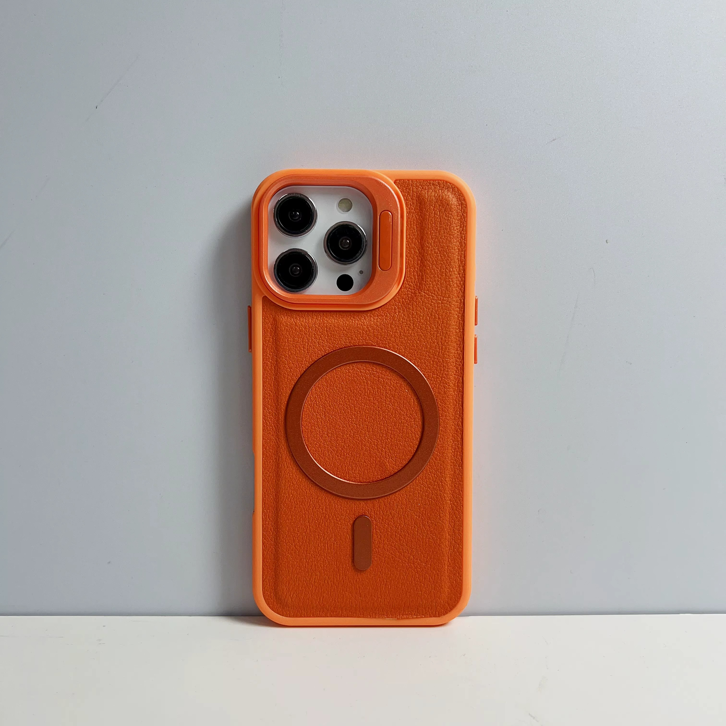 iPhone 17 Pro Max (ORANGE) Leather MagSafe Camera-Stand Case 37099 - image 1