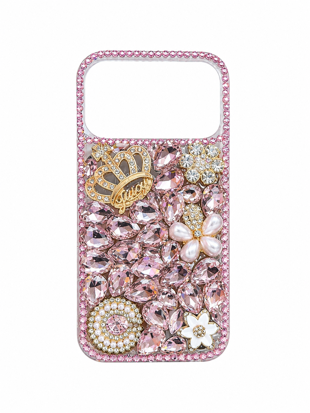 iPhone 14 Plus/15 Plus Crown Pearl Diamond Case - Pink 36794 - image 1