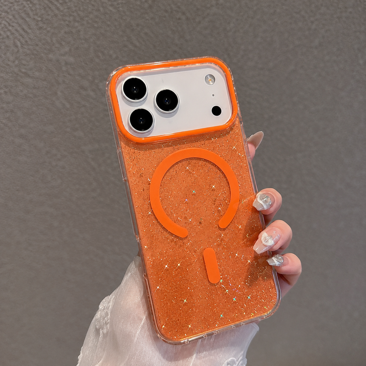 iPhone 17 Pro Max Glitter IMD Magnetic Case - Orange 36423 - image 1