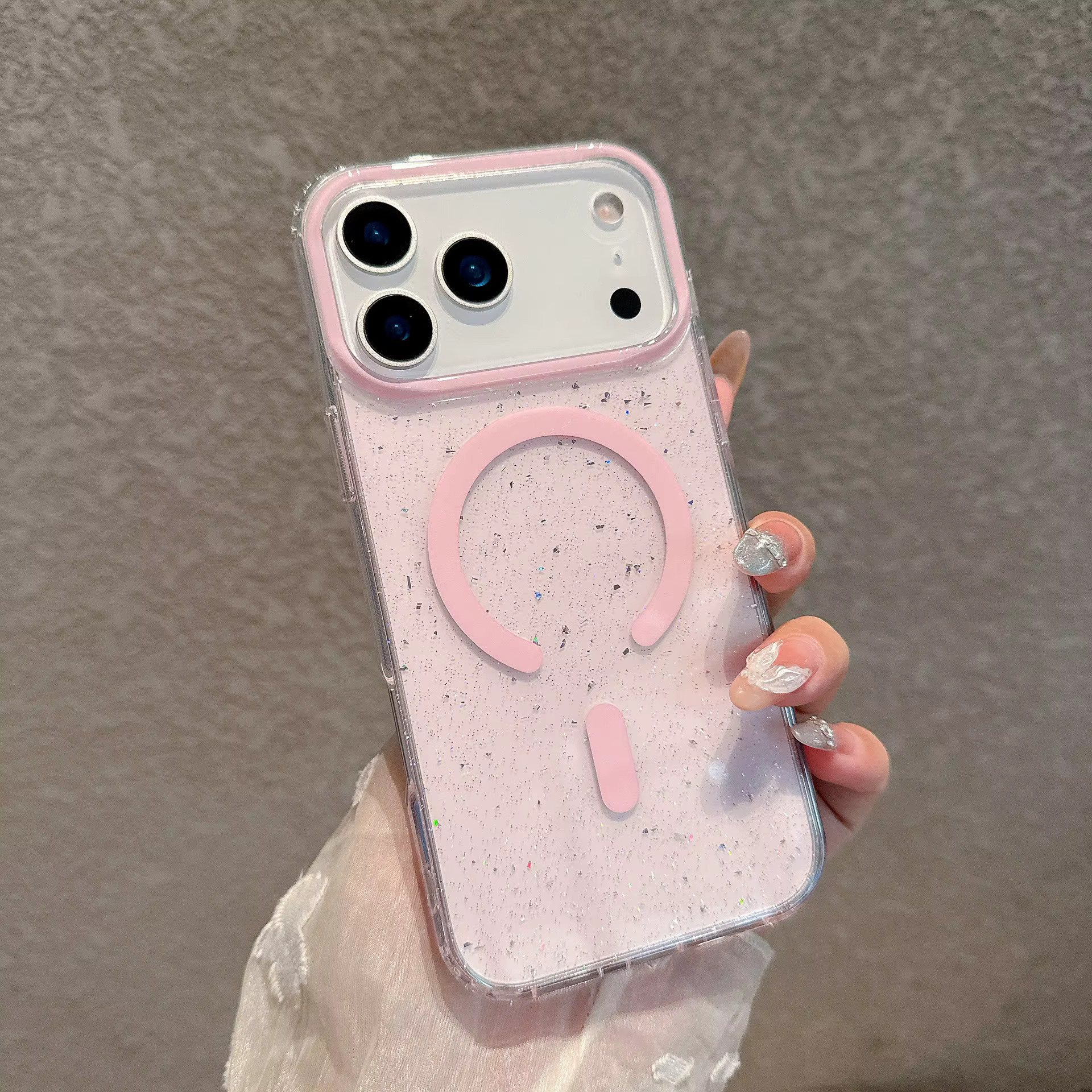 iPhone 12/12 Pro Glitter IMD Magnetic Case - Pink 36365 - image 1