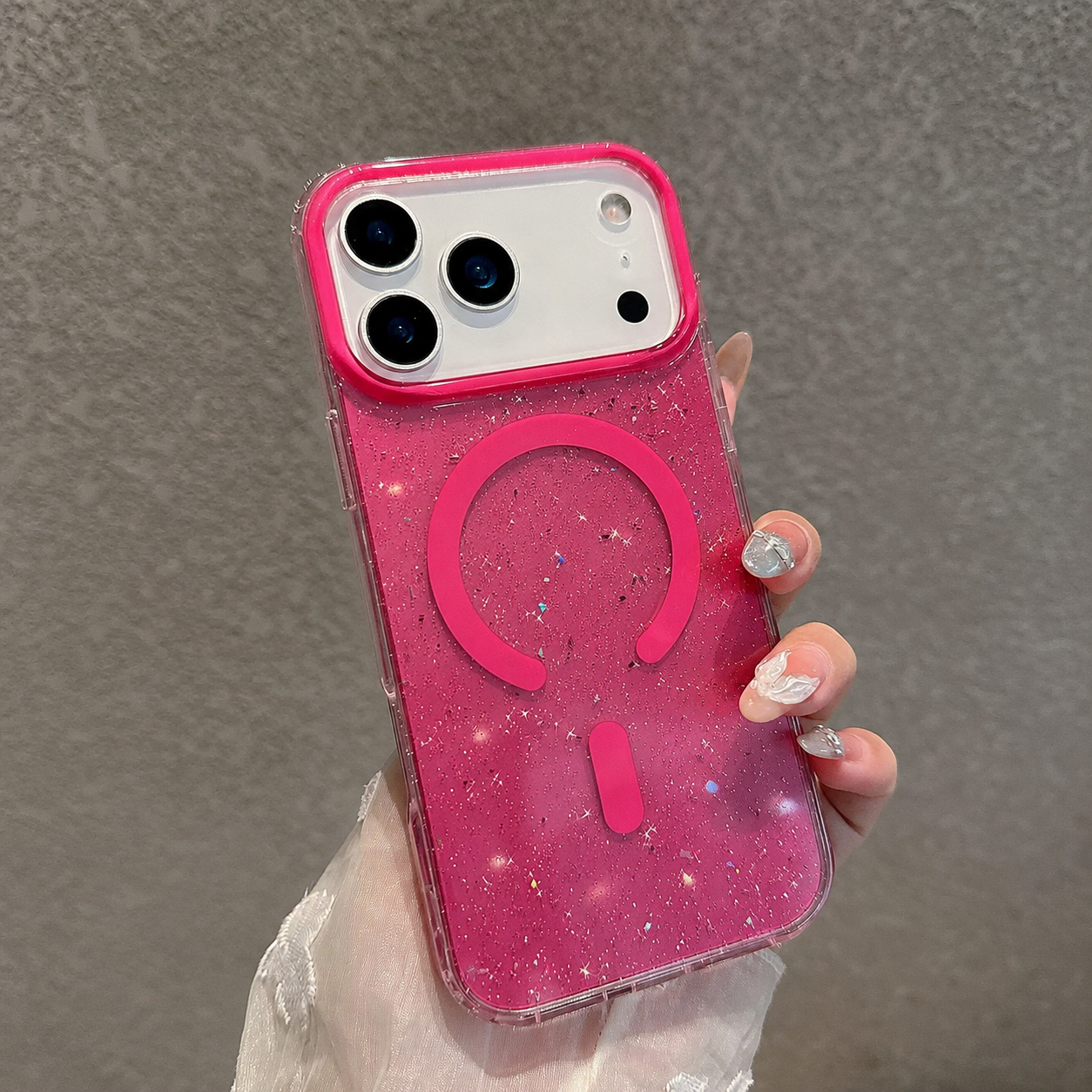 iPhone 12/12 Pro Glitter IMD Magnetic Case - Rose red 36366 - image 1