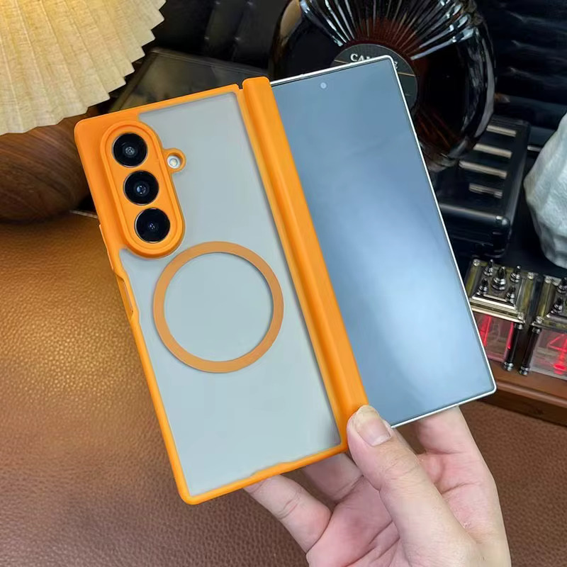 Samsung Z Fold 6 Matte Back-Side Case With Hinge - Orange 35670 - image 1