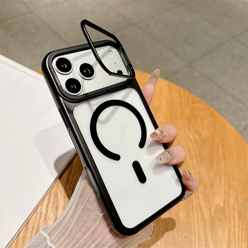 iPhone 13/14/15 Electroplated Metal Len Magnetic Case - Black 35898 - image 1