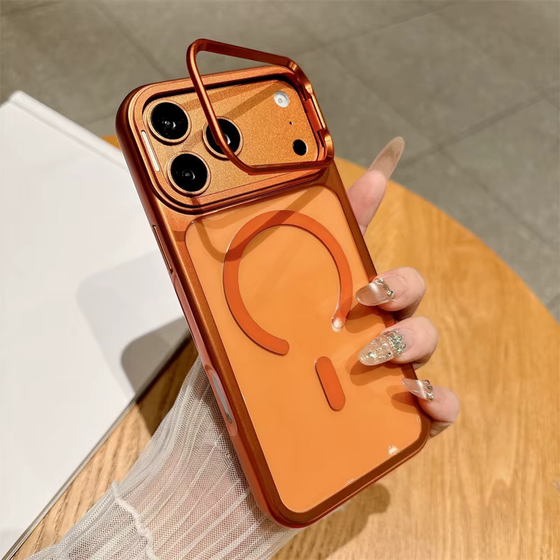 Samsung S25 Ultra Electroplated Metal Len Magnetic Case - Orange 35913 - image 1