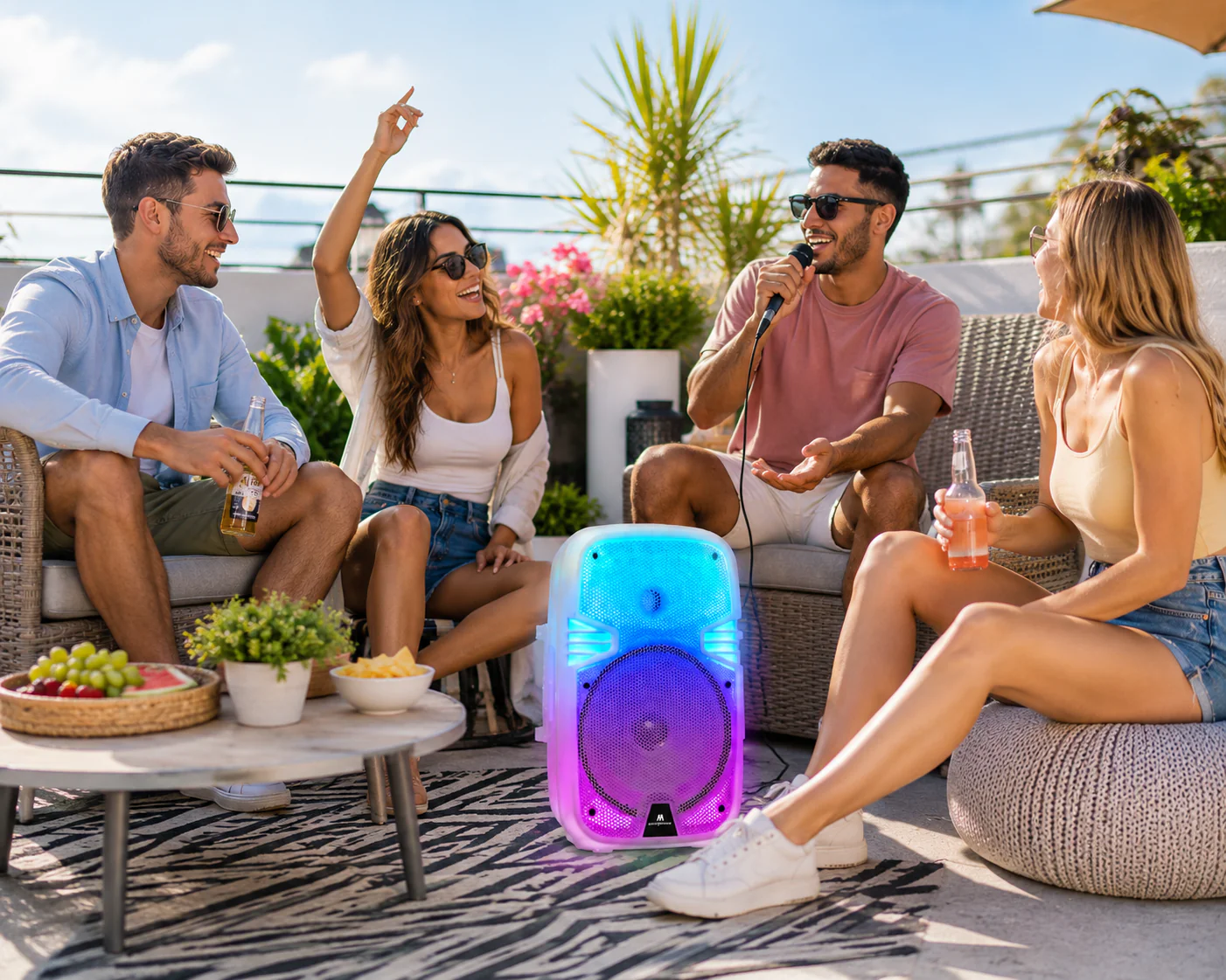 MPD492- MaxPower 8" Full-Body Translucent LED Light Show Karaoke Bluetooth Speaker 36283 - image 1